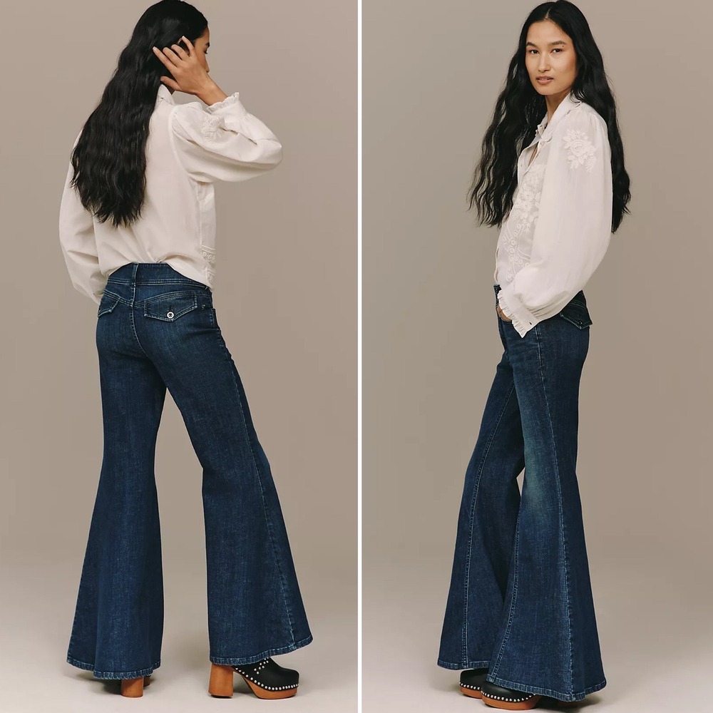 Anthropologie PILCRO Bell Bottom Flare Jeans NWT Sz 27 High‎ Rise Dark 70's Boho